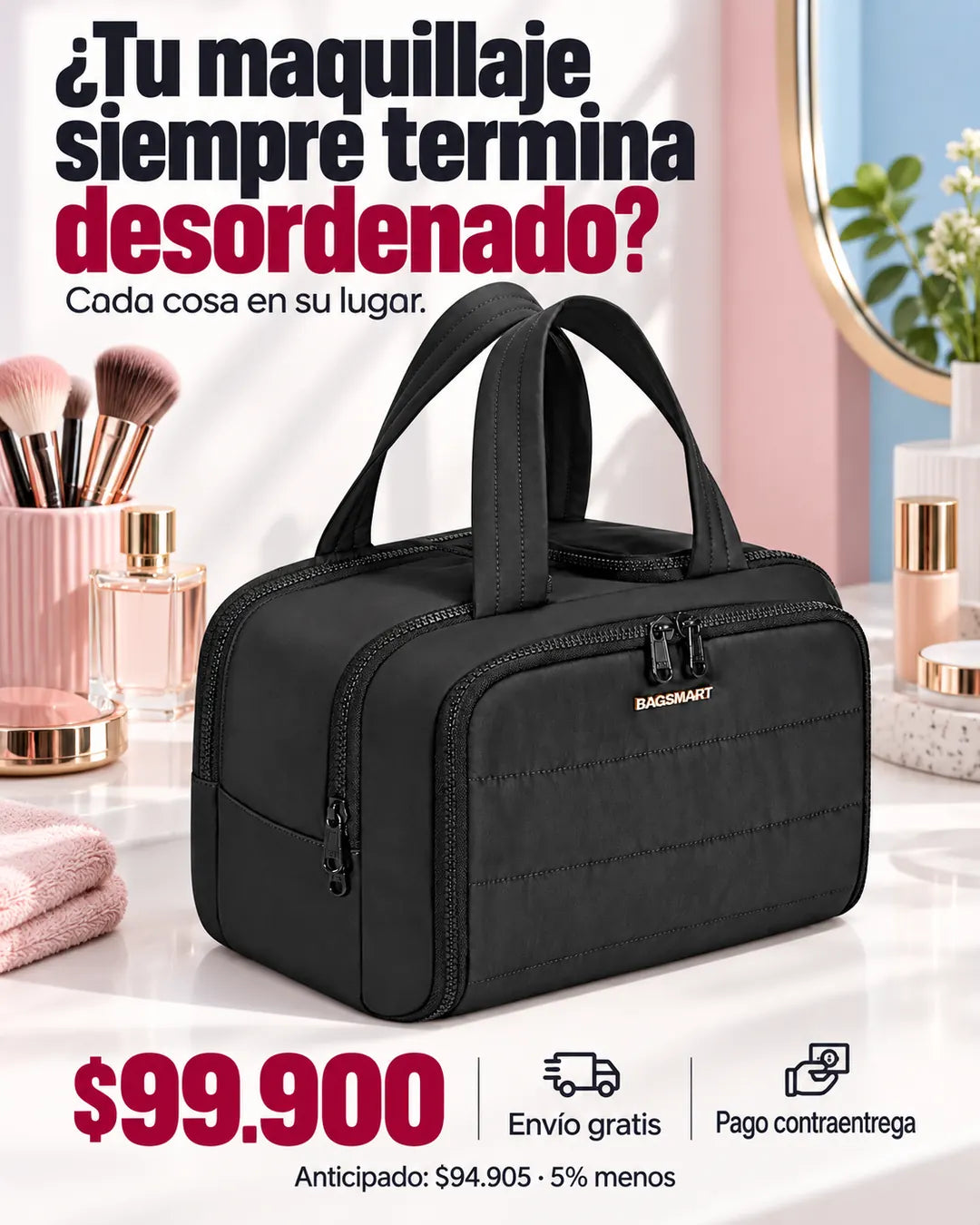 Bolso organizador de maquillaje